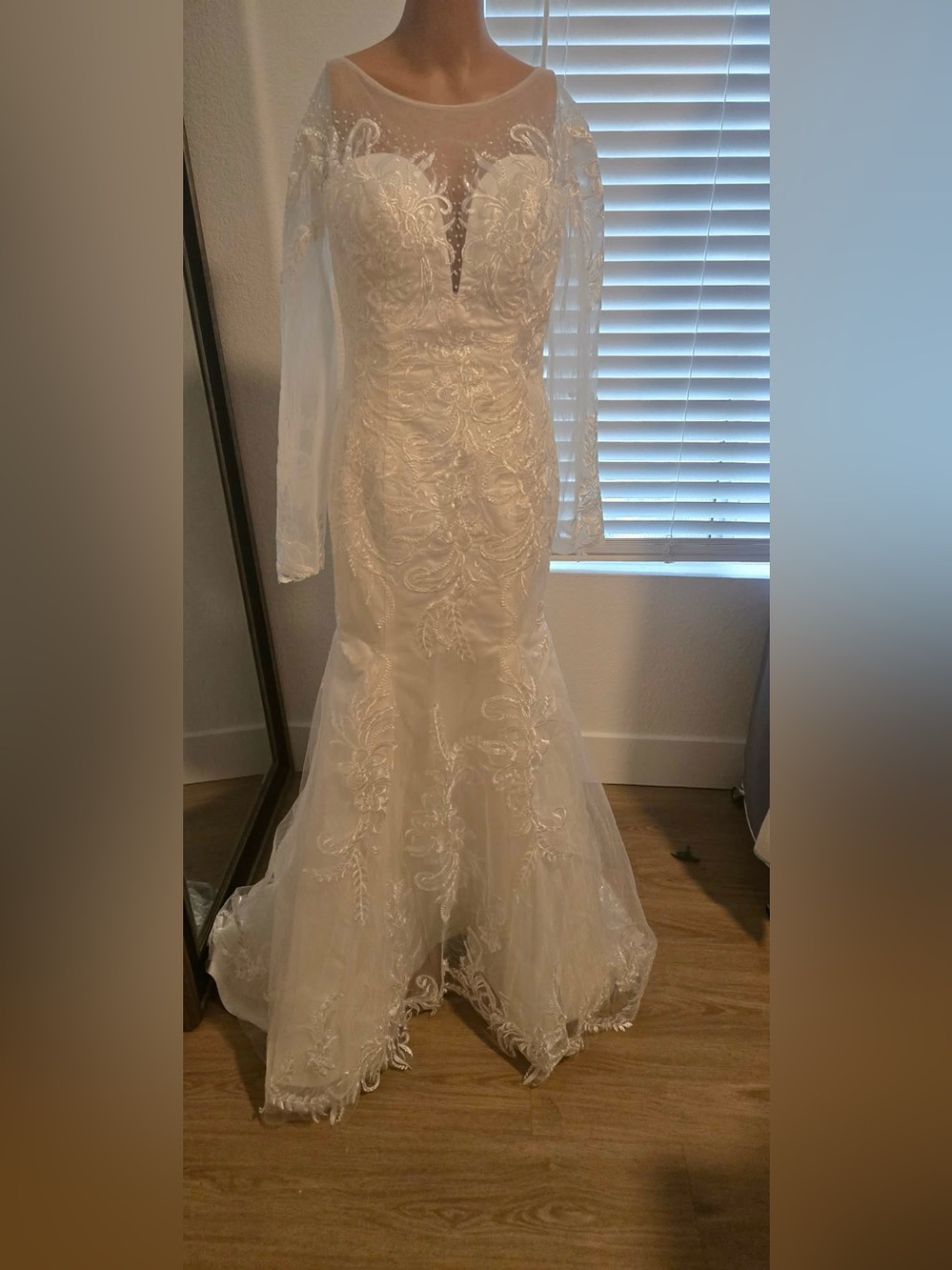 Ivory Lace Mermaid Wedding Dress with Sheer Train never worn selected another